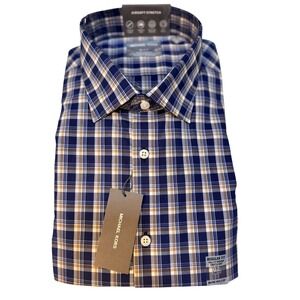 Michael Kors Regular Fit Plaid Airsoft Stretch Wrinkle Free Dress Shirt 34/35